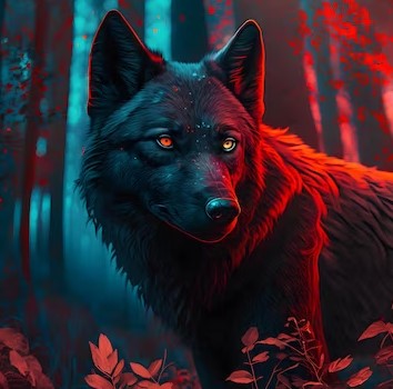 dream about black wolf with red eyes