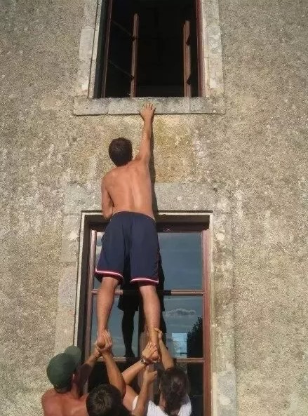 holding onto a ledge